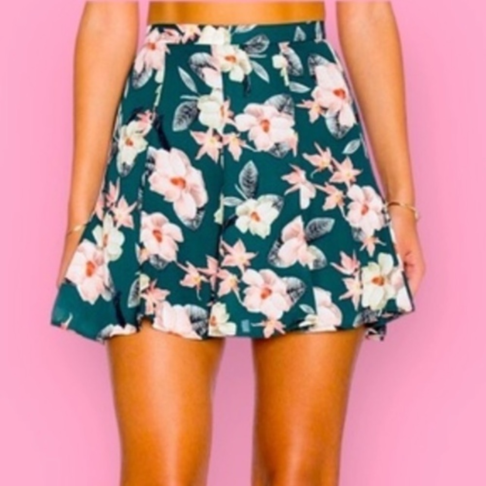 Show Me Your‎ Mumu Emerald City Floral Print Skater Mini Chiffon Skirt Small